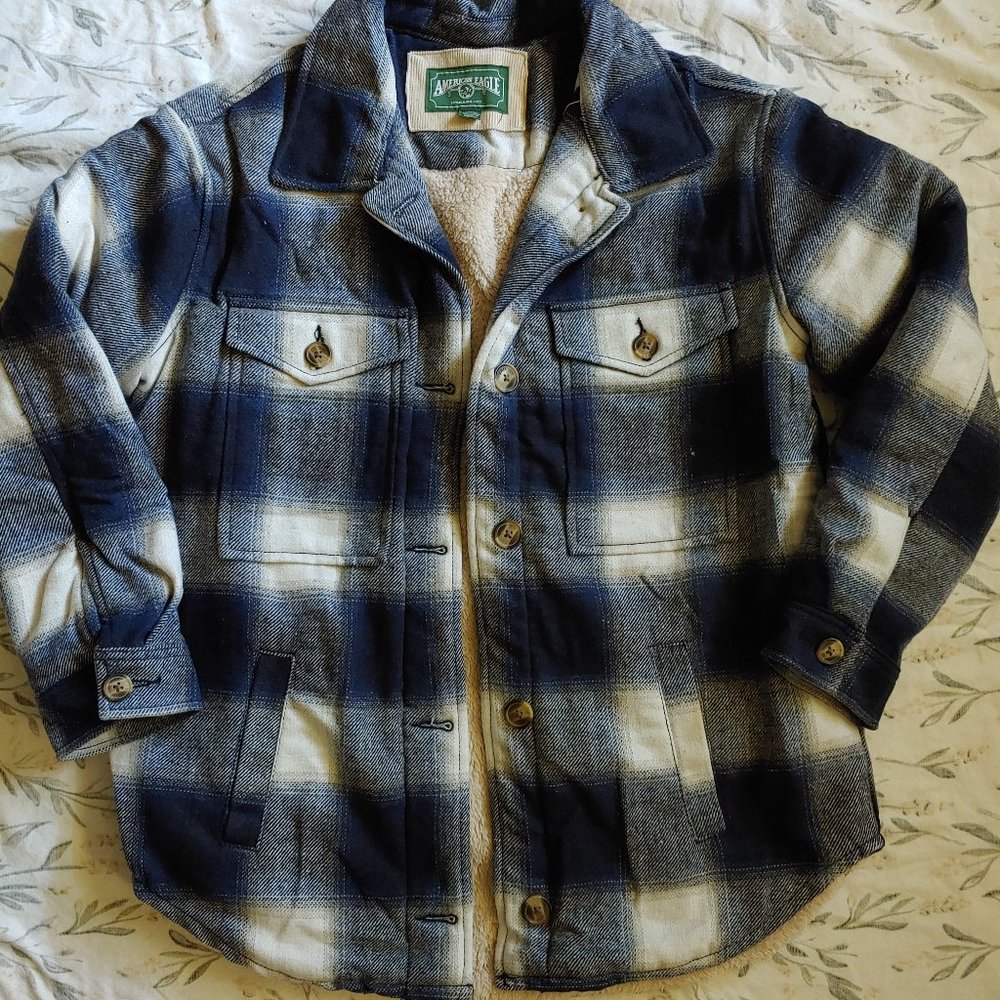Plaid sherpa-lined shacket